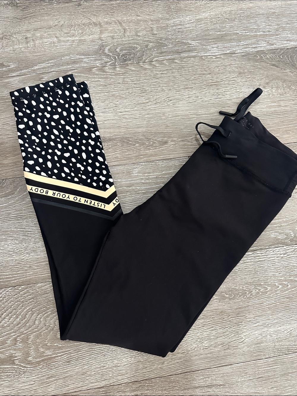 White Fox Boutique x Sarah’s Day Black Leggings with Stripe & Spot Cuff